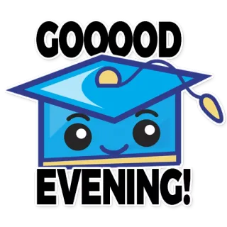 🙂 GOOOOOD EVENING! formatura, capelo, noite, celebração, saudação telegram sticker