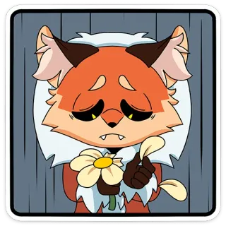 😖 fox, sad, flower, cartoon, animal, character telegram sticker