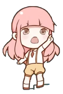 🤗 sticker, cartone animato, personaggio, illustrazione, capelli rosa, gesto, offensivo telegram sticker