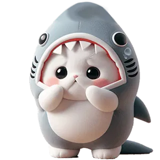 🥺 kot, rekin, zwierzę, słodki, pluszak, kostium, kawaii telegram sticker
