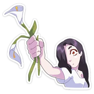 🌹 mulher, flores, ilustração, arte, personagem, desenho animado telegram sticker
