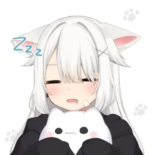 😴 Zzz アニメ 女の子, 猫耳, 睡眠, 可愛い telegram sticker