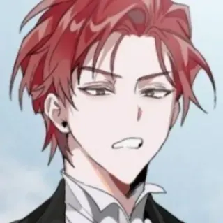 🥀 Anime, Manga, Personaje, Ilustración, Retrato, pelo rojo, sonrisa burlona telegram sticker