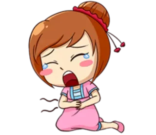 😥 chorando, triste, desenho animado, menina, emocional whatsapp sticker