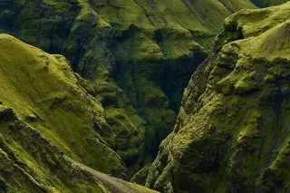 🍀 nature, green, landscape, moss, mountains, valley, canyon telegram sticker