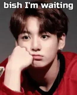 🙂 Jungkook bish I'm waiting kpop, meme, attesa, annoio, asiatico whatsapp sticker