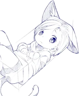 🙁 kucing, anak kucing, kitten, imut, hewan, sketsa, gambar telegram sticker
