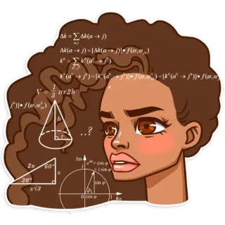 ❓ woman, mathematics, math, equations, geometry, science, education telegram sticker