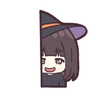😏 hexe, süß, halloween, anime, cartoon, aufkleber telegram sticker