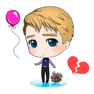 💔 Anime, Sedih, Menangis, Balon, Patah hati whatsapp sticker