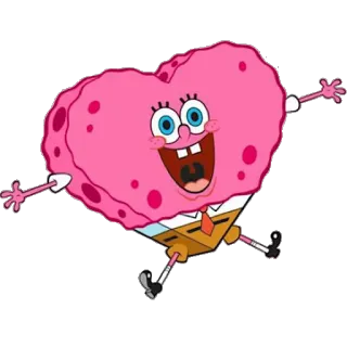 ❤ Spongebob Spongebob, heart, cartoon, nickelodeon, pink, love, cute telegram sticker