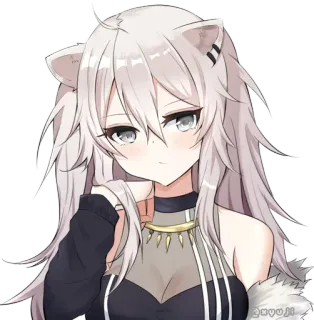 🤨 garota anime, orelhas de gato, fofa, desenho animado, ilustração, feminina telegram sticker