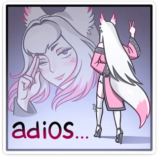 😉 adiOS... 动漫, 狐娘, 可爱, 再见, 告别 telegram sticker