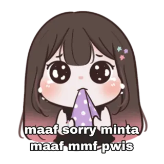 😁 maaf sorry minta maaf mmf-pwis ขอโทษ, เสียใจ, น่ารัก, การ์ตูน, อารมณ์, คาวาอิ, ผู้หญิง telegram sticker