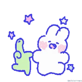 🥰 coniglio, carino, stelle, animale, cartone animato telegram sticker