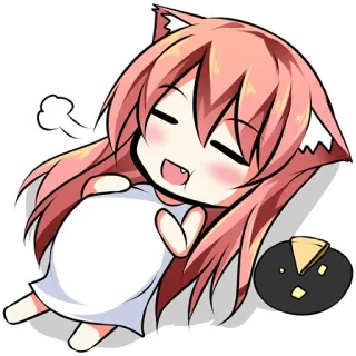 🍕 Anime, Chibi, Mignon, Oreilles de chat, Relax, Joyeux telegram sticker