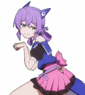 😼 anime, catgirl, cute, purple hair, smug telegram sticker