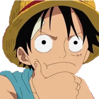 🤔 Monkey D. Luffy One Piece anime, One Piece, Monkey D. Luffy, cartoon, pirate telegram sticker