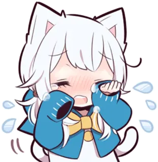 😭 Anime, Desenho animado, Gato, Chorando, Triste, Kawaii, Fofo telegram sticker