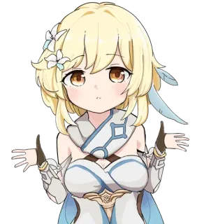 🤷‍♀ Lumine Genshin Impact Anime, Videospiel, blonde Haare, Reisender, süß whatsapp sticker
