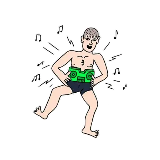 🎵 música, baile, dibujos animados, verde, persona, pegatina whatsapp sticker