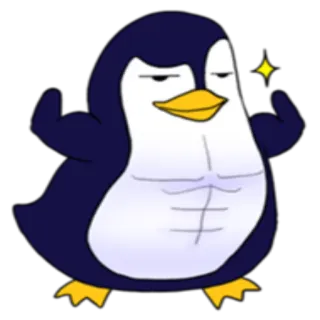 🙃 пингвин, мультфильм, мускулистый, животное, птица, иллюстрация telegram sticker