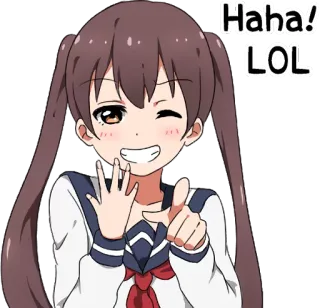 😁 Haha! LOL anime, girl, haha, lol, cartoon, cheerful, smile telegram sticker