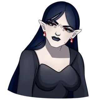 🤨 elfo, fantasy, ritratto, donna, cartone animato, personaggio telegram sticker