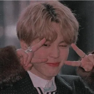 ✌ Jimin K-pop, Jimin, BTS, Idol, Penyanyi, Tanda perdamaian, Berkedip telegram sticker