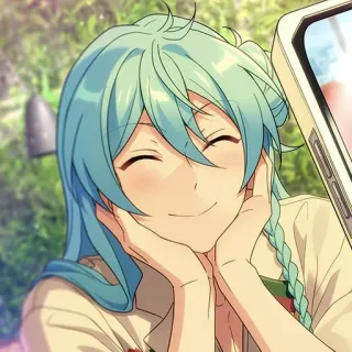 🥰 anime, retrato, sorrindo, bonito, cabelo, pessoa, feliz whatsapp sticker