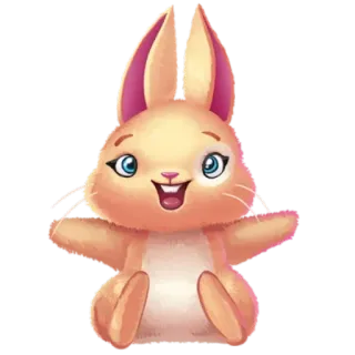 🤗 토끼, 귀여운, 동물, 만화, 스티커 telegram sticker