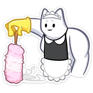 🧹 chat, femme de ménage, nettoyage, poussière, domestique, mignon telegram sticker