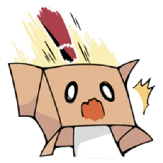 😨 box, cartoon, exclamation mark, shock, surprise, emotion, anime telegram sticker