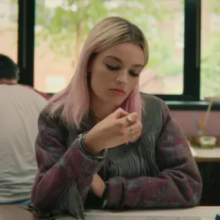 🌸 Maeve Wiley Sex Education maeve wiley, sex education, serie, emma mackey, triste, pensando, adolescente telegram sticker