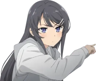 👉 Mai Sakurajima Rascal Does Not Dream of Bunny Girl Senpai Anime, Chica, Señalando, Sakurajima Mai whatsapp sticker