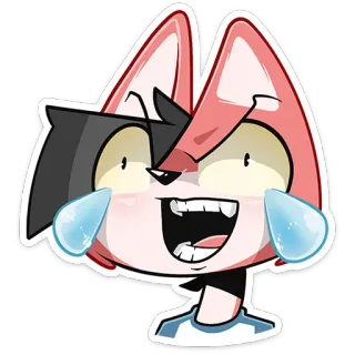 😂 Desenho animado, Gato, Rindo, Feliz, Emoticon, Engraçado telegram sticker