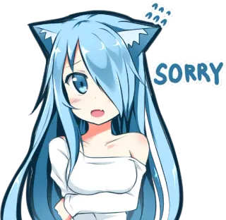 😣 SORRY Anime, Neko, Désolé, Excuse, Mignon, Kawaii whatsapp sticker