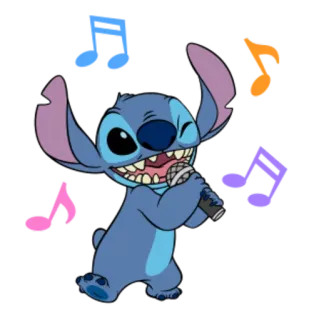 🎶 Stitch stitch, lilo and stitch, cartoon, microphone, singing, music, disney telegram sticker