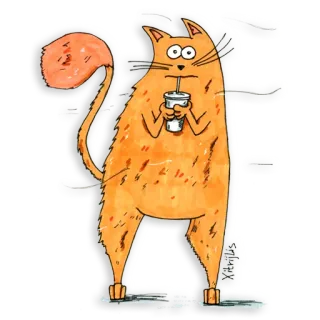 🌪 Xitnjlus кот, животное, мультфильм, милый, напиток, рисунок telegram sticker
