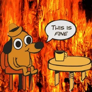 🔥 This is fine Meme, Hund, Feuer, Das ist fein, Comic telegram sticker