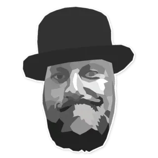 😝 homem, chapéu, barba, retrato, pelo facial, bigode telegram sticker