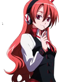 😏 Anime, Meisje, Rood haar, Koptelefoon, Leuk, Akame ga Kill! telegram sticker
