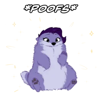 😱 *POOFS* การ์ตูน, สัตว์, ประกาย, น่ารัก, ปุย, สีม่วง telegram sticker