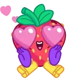 😍 erdbeere, cartoon, süß, liebe, herzaugen whatsapp sticker