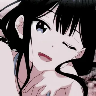 🖤 Anime, Dziewczyna, Słodkie, Postać, Uśmiechnięta, Mrugnięcie telegram sticker