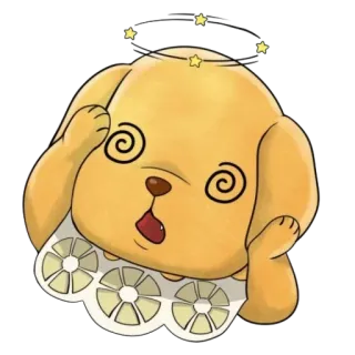 😵 cão, tonto, desenho animado, amarelo, fofo, limão whatsapp sticker
