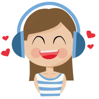 🙉 musik, headphone, gadis, kartun, cinta, hati telegram sticker