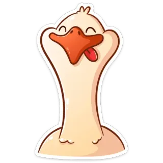 😛 goose, animal, bird, cartoon, silly, funny whatsapp sticker