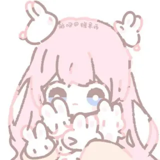 🩰 贴吧@糖果丽 cartoon, character, cute, pink, bunny, drawing telegram sticker