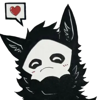 😘 furry, cute, creature, animal, black, white, heart telegram sticker